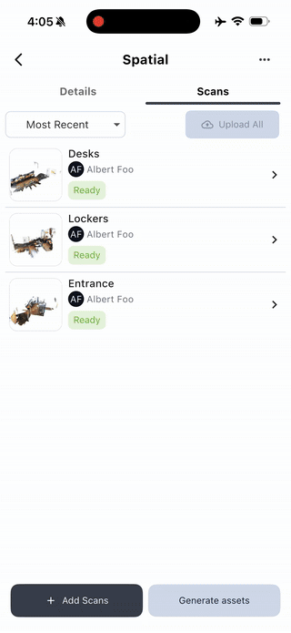Processing scans into a map and mesh