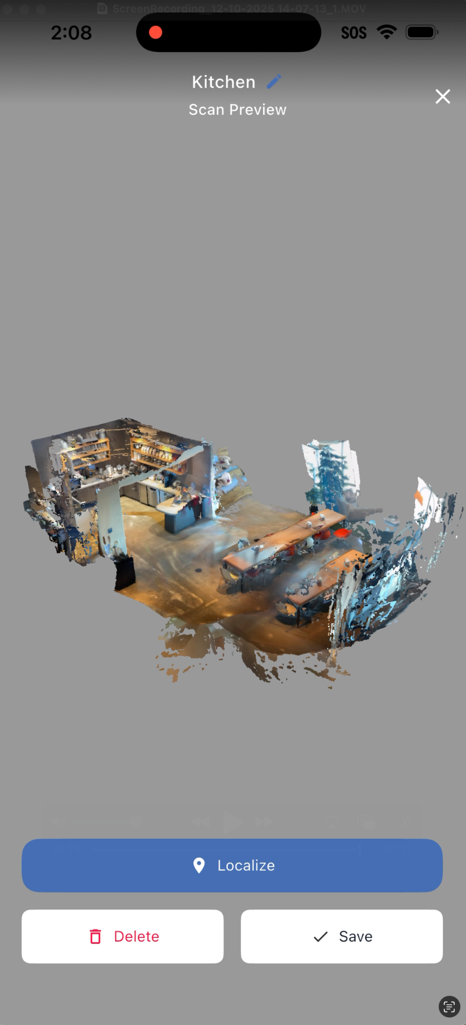 Reviewing and saving a scan in Scaniverse